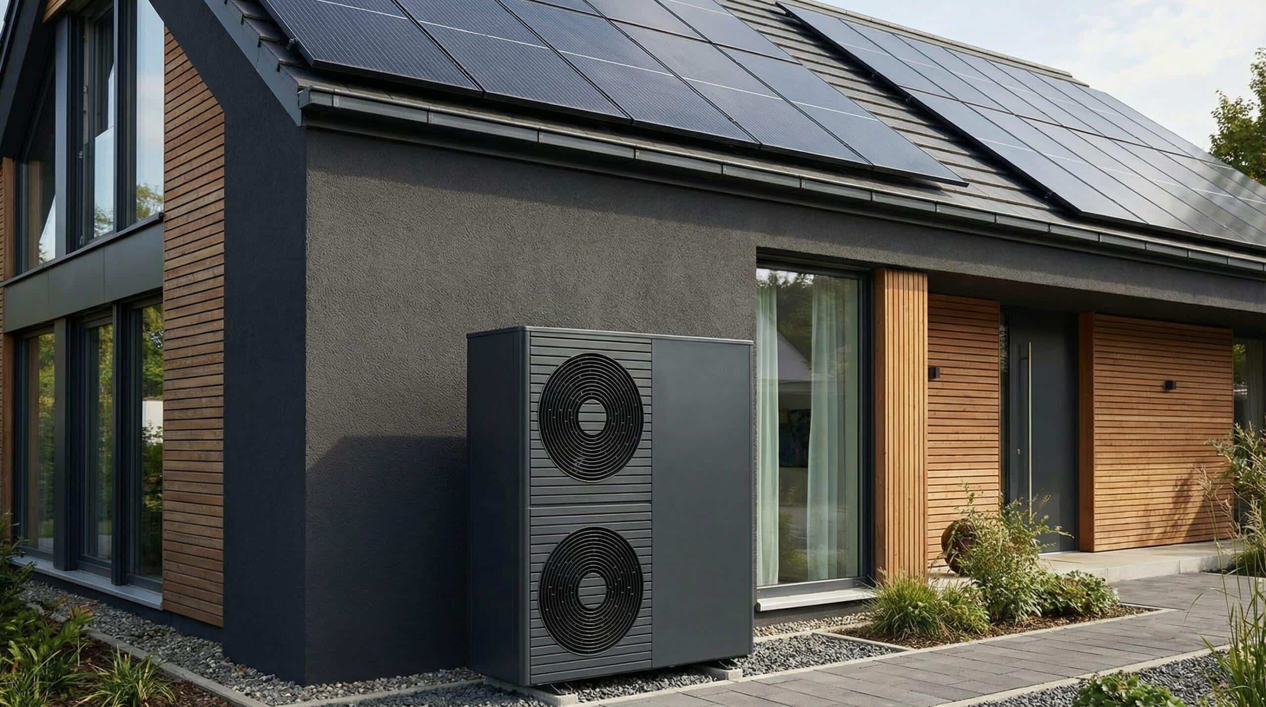 Fassade Wärmepumpe an einem Einfamilienhaus prev-end