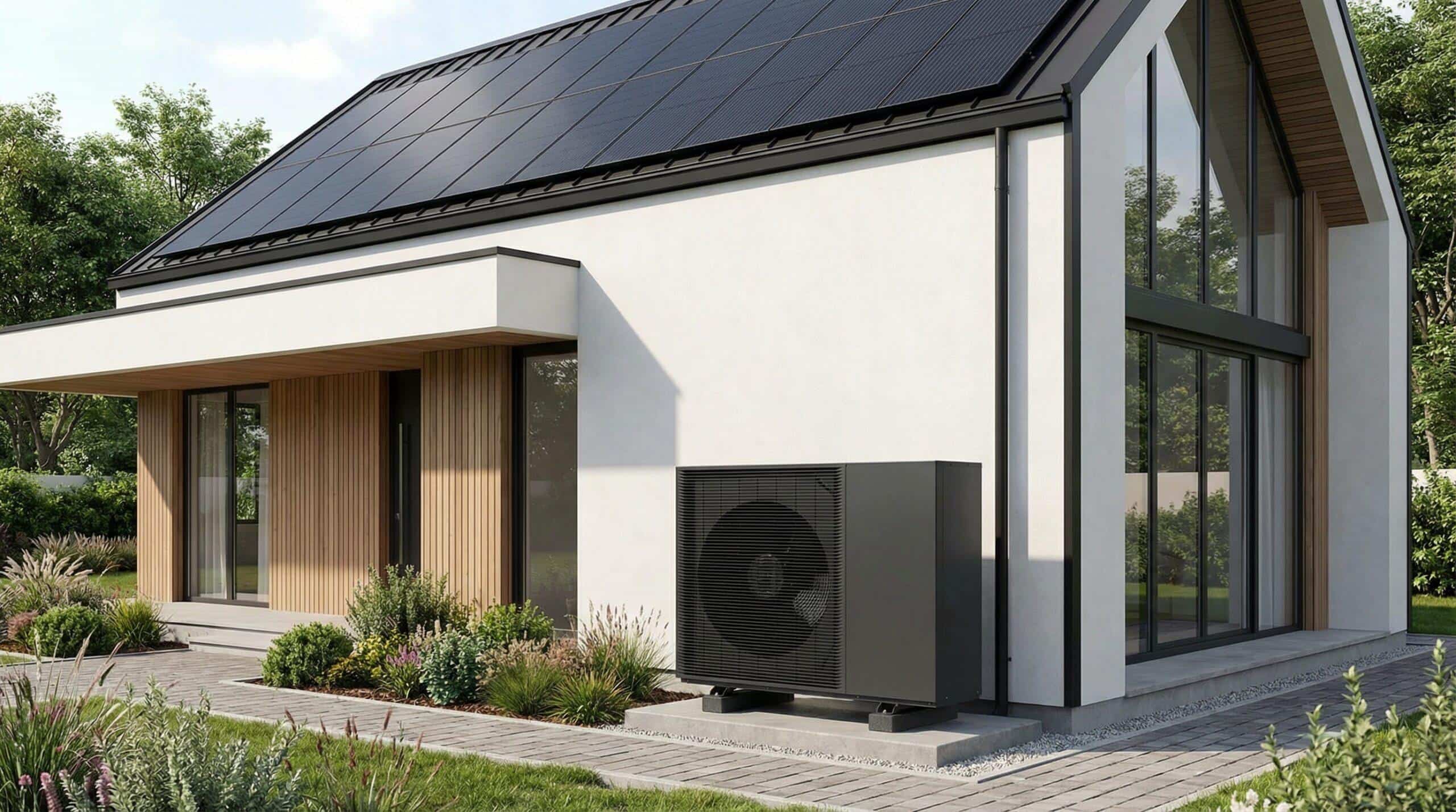 Fassade Solar Wärmepumpe an einem Einfamilienhaus prev-end